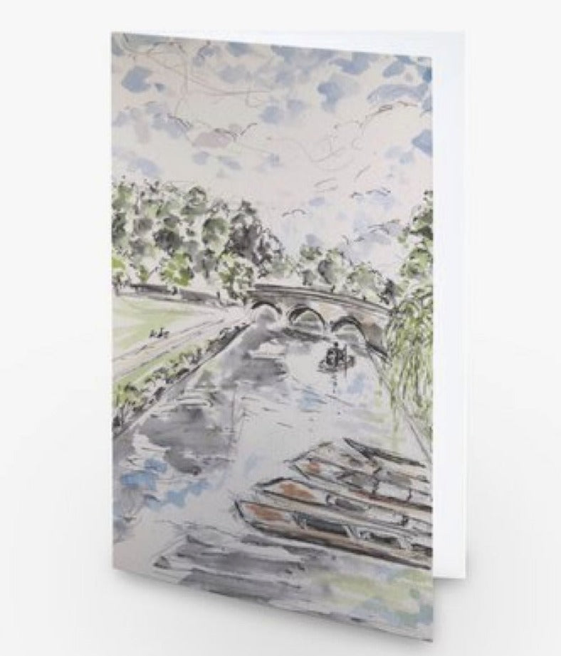 Cambridge river view with punts Greetings Card - Pocket of Art Greetings Card