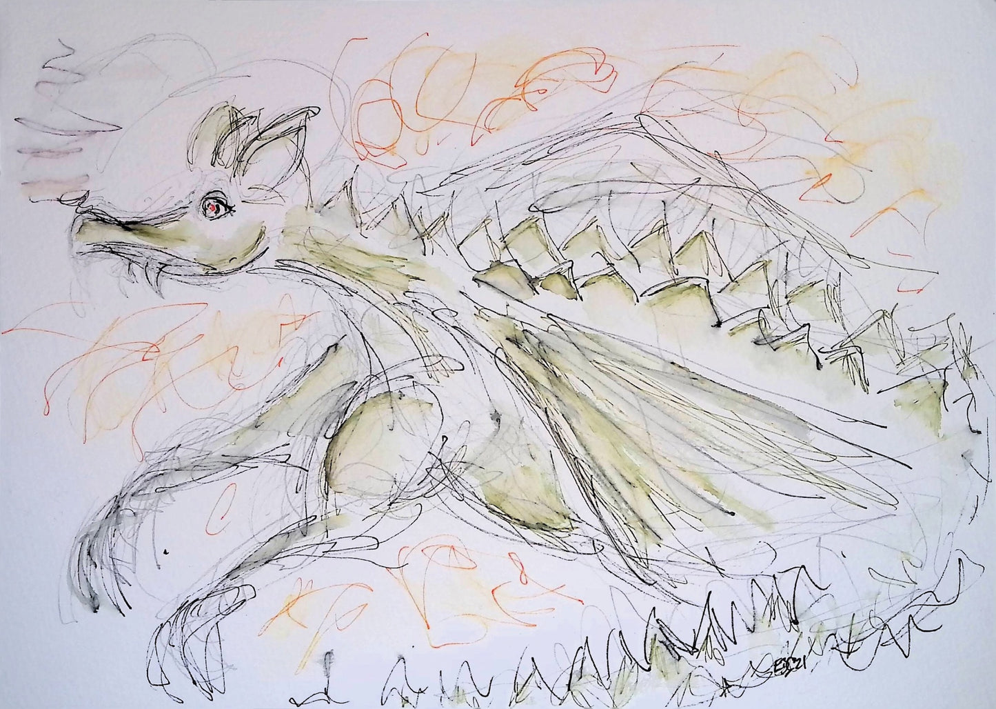 Dragon in flight - Pocket of Art Illustration