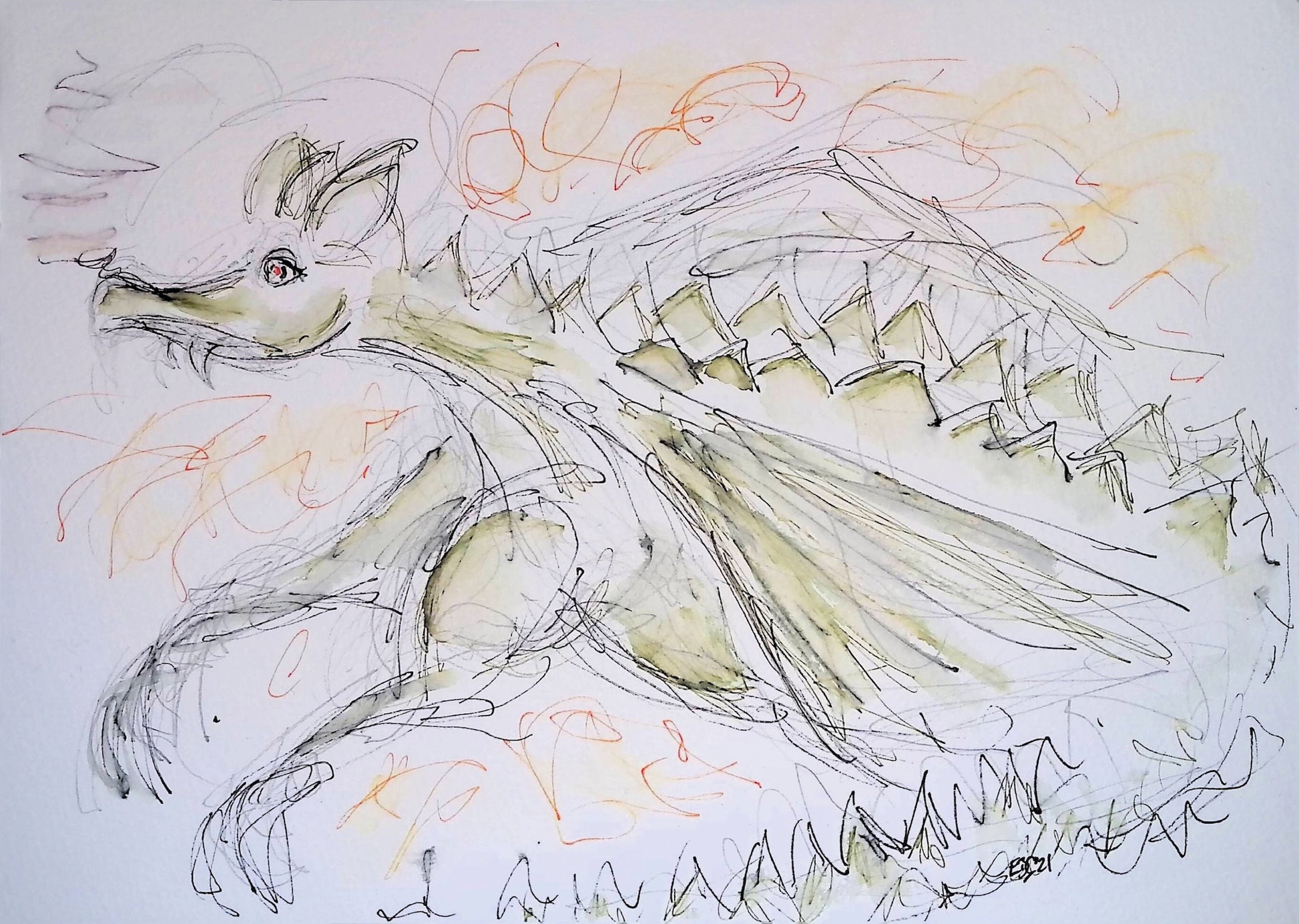 Dragon in flight - Pocket of Art Illustration