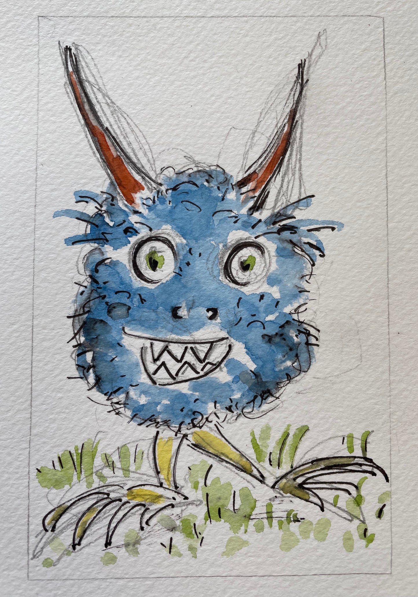 Fairly Friendly Monster - Blue - Pocket of Art Illustration