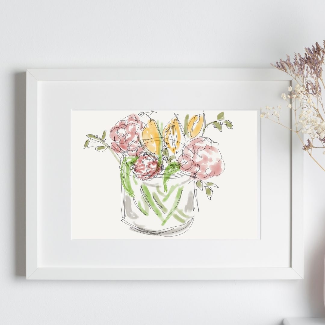 Flowers with tulips in a jar - Pocket of Art Digital Art