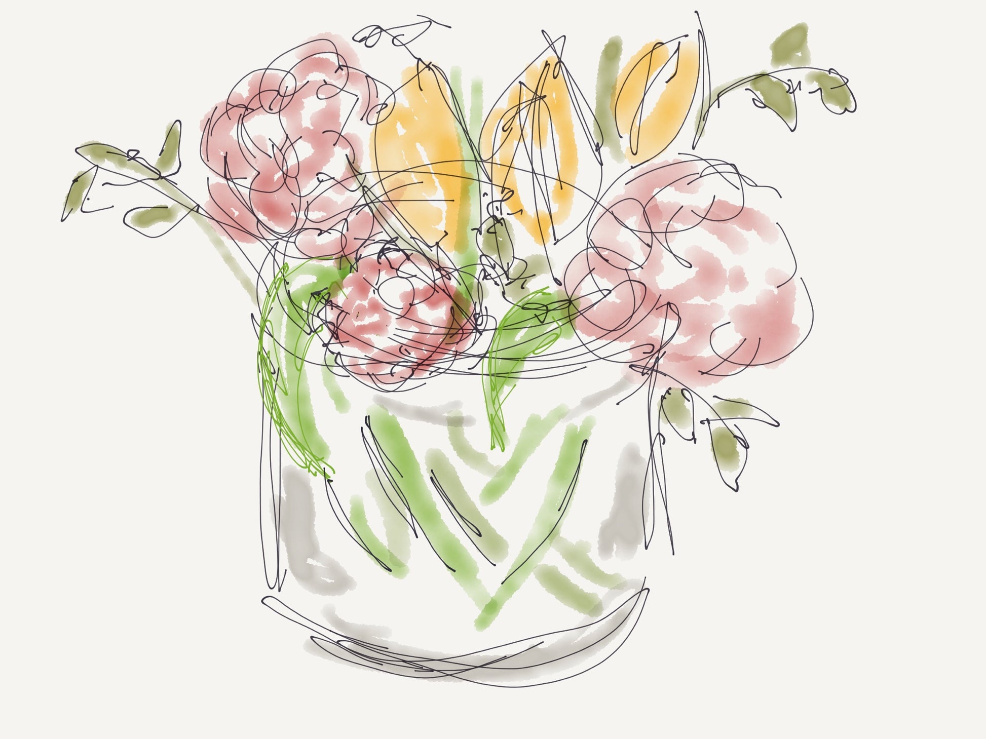 Flowers with tulips in a jar - Pocket of Art Digital Art