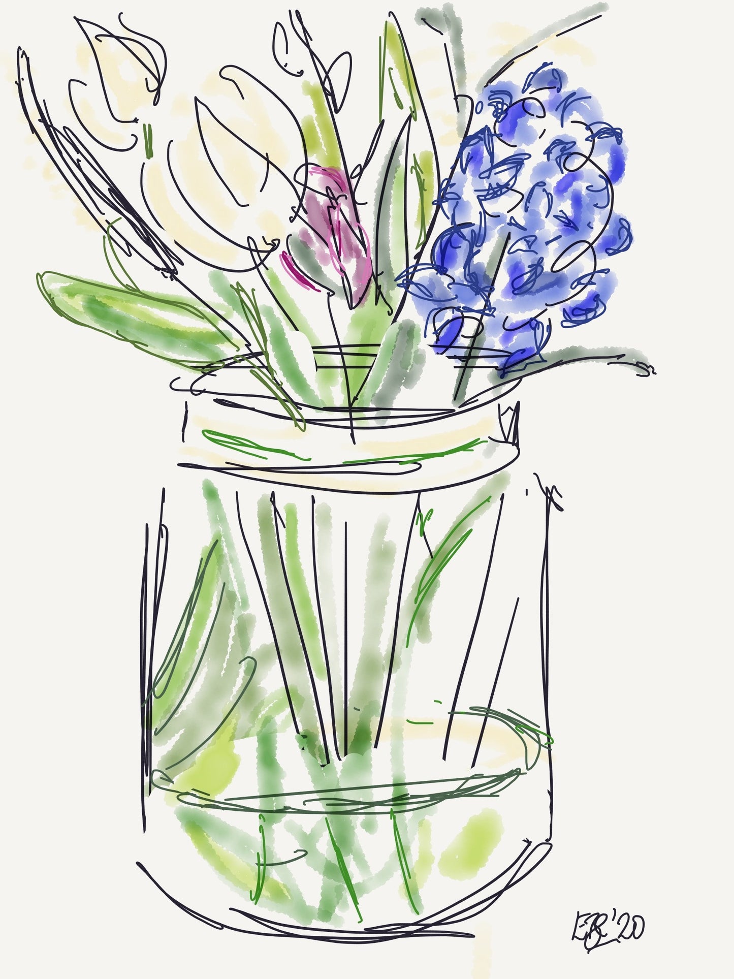 Hyacinths in a Jar - Framed Postcard