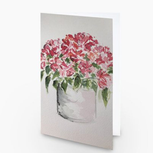 Hydrangeas in a pot greetings card