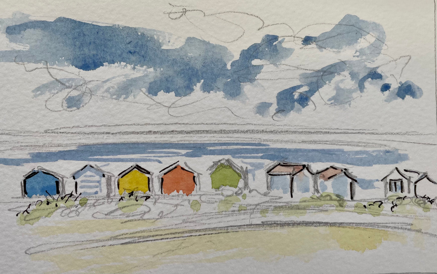 Beach huts on a summer's day
