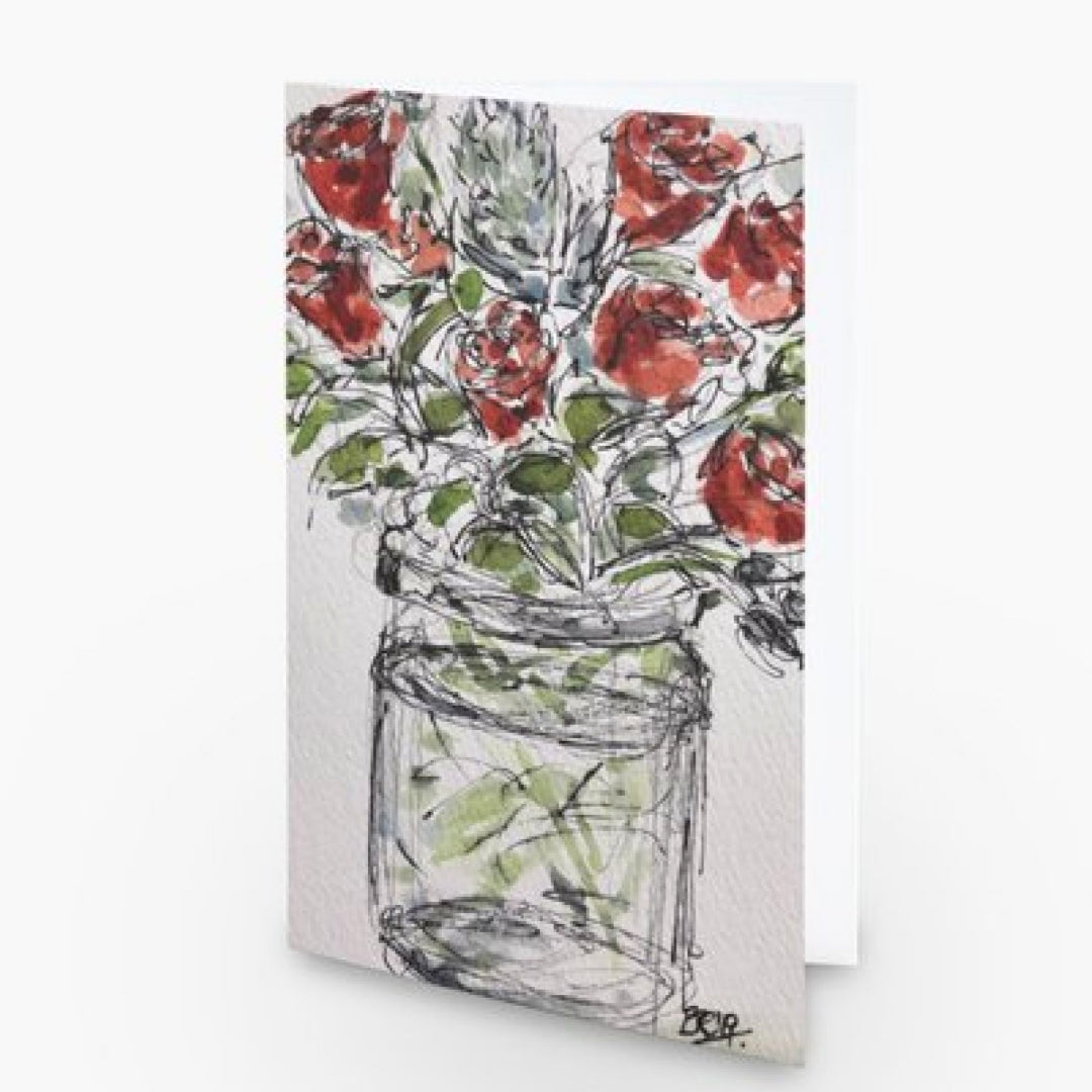 Jar of Roses - Pocket of Art Greetings Card