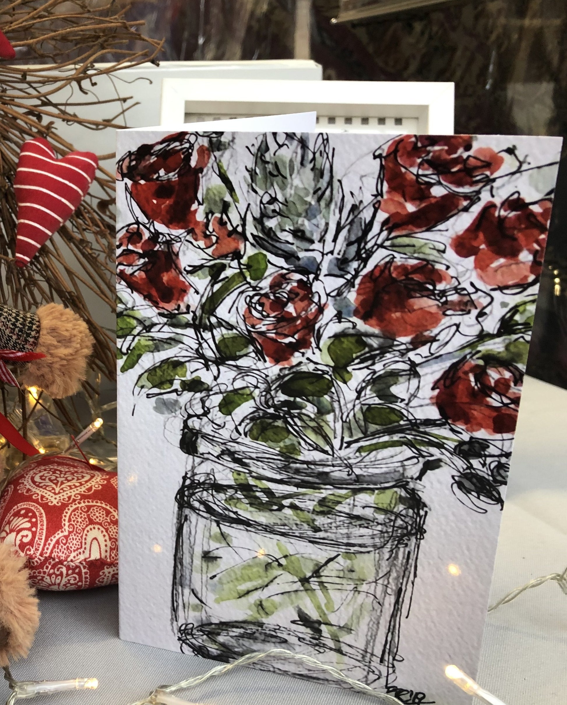 Jar of Roses - Pocket of Art Greetings Card