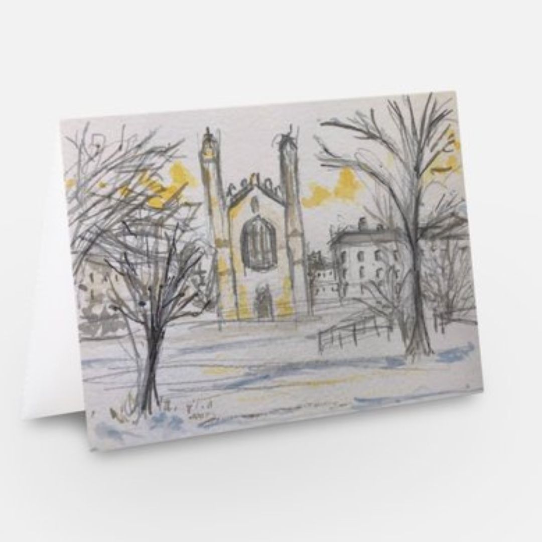 Kings The Backs Winter Scene Greetings Card - Pocket of Art Greetings Card