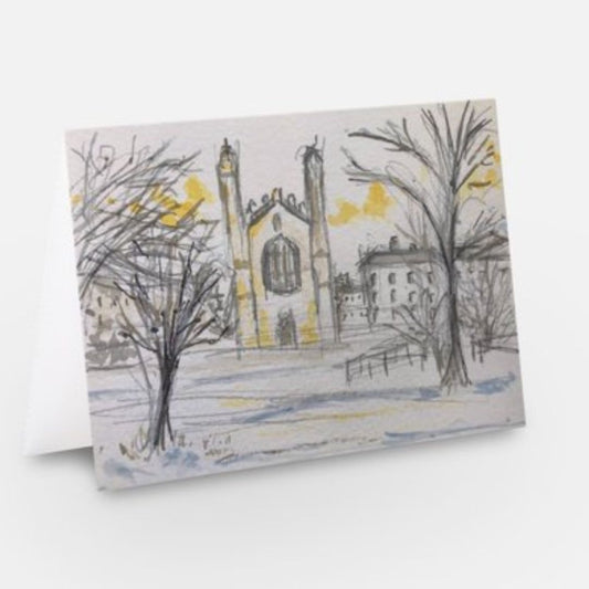 Kings The Backs Winter Scene Greetings Card - Pocket of Art Greetings Card