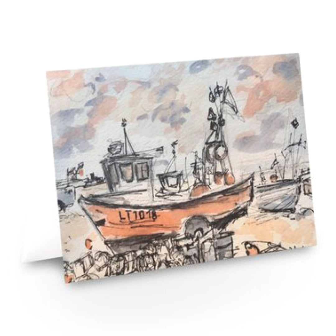 Lobster Pot Boat  Greetings Card - Pocket of Art Greetings Card