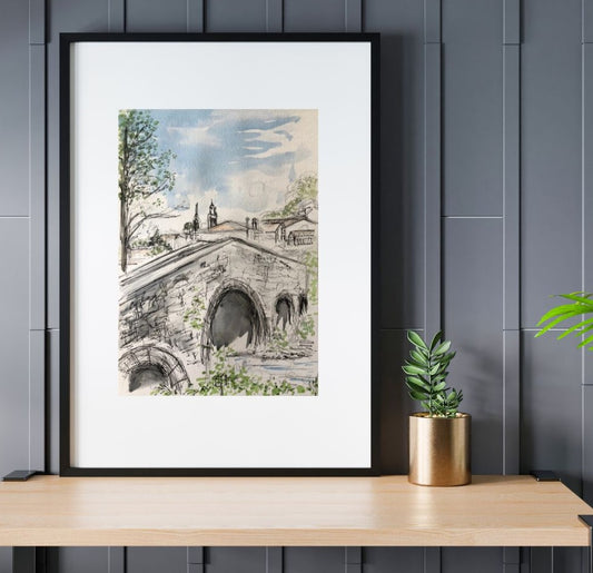 Medieval Bridge on the Camino - Pocket of Art Illustration