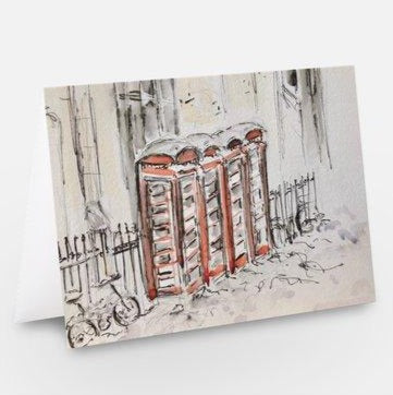 Phone boxes in the Snow Greetings Card - Pocket of Art Greetings Card