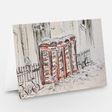 Phone boxes in the Snow Greetings Card
