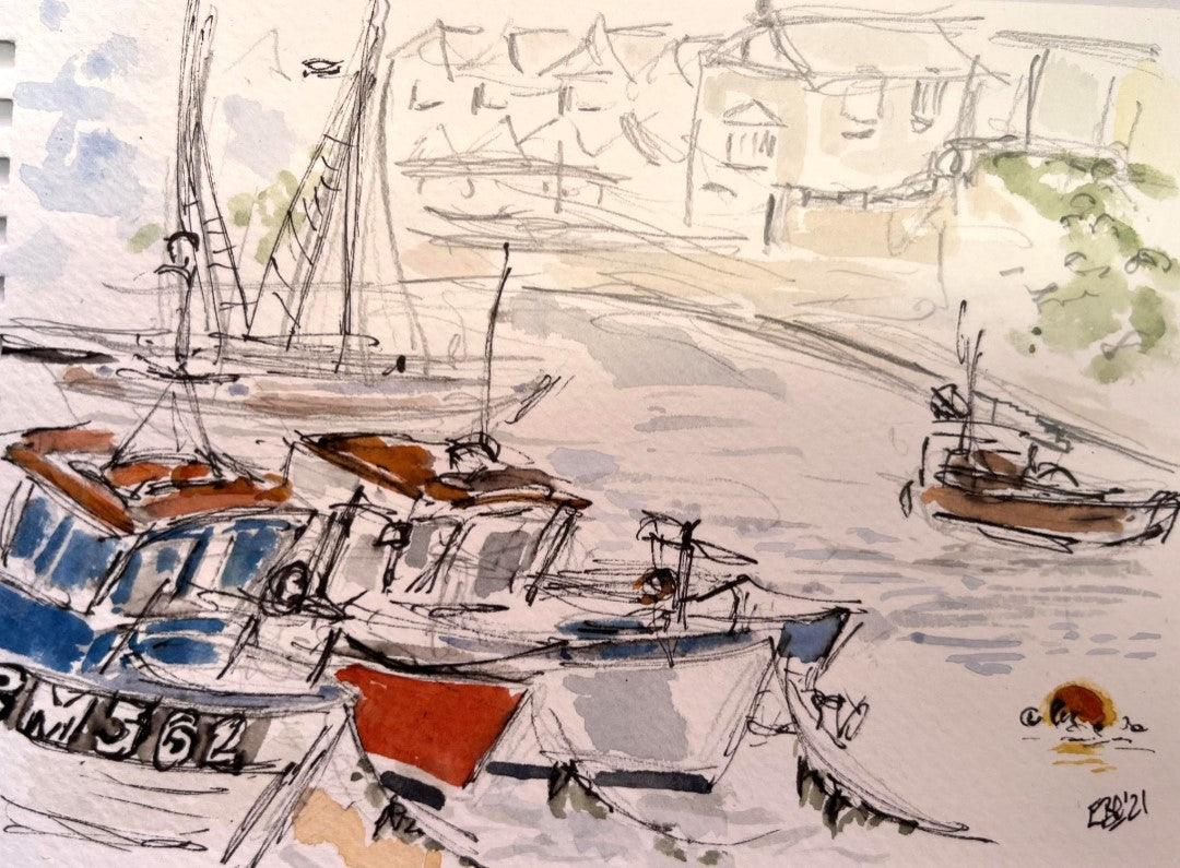 Quay on the Devonshire coast - Pocket of Art Watercolour