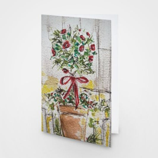 Rose Pot in window - Pocket of Art Greetings Card