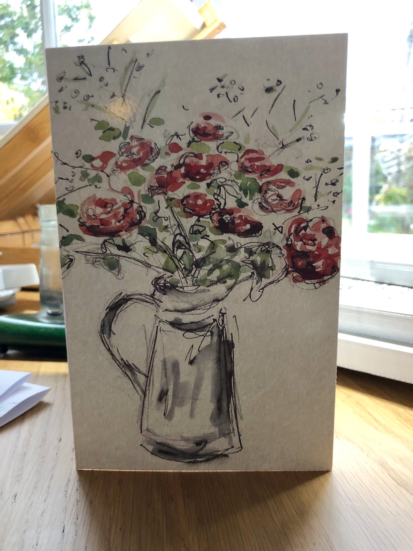 Roses in a Jug Greetings Card - Pocket of Art Greetings Card