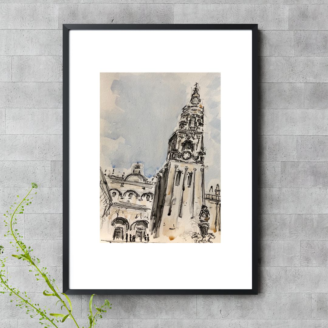 Santiago Cathedral Tower - Pocket of Art Illustration