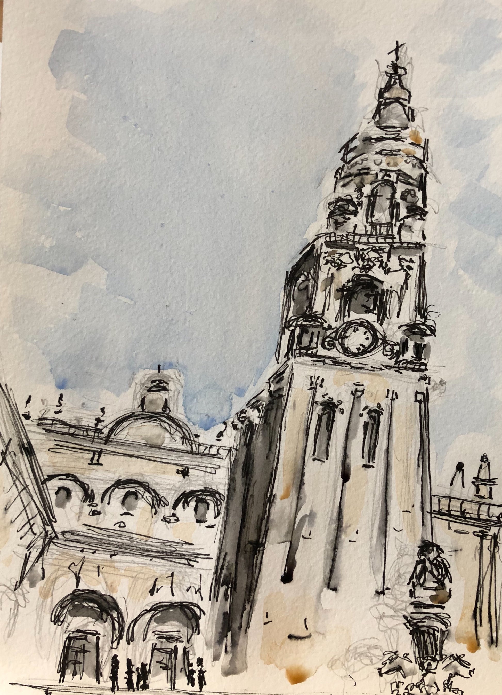 Santiago Cathedral Tower - Pocket of Art Illustration