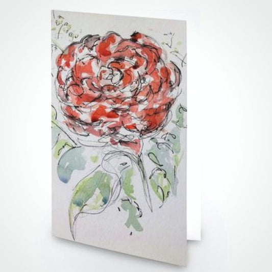 Single Rose Bloom Greetings Card