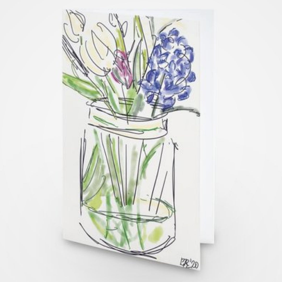 Spring Flowers in a Jar Greetings Card - Pocket of Art Greetings Card