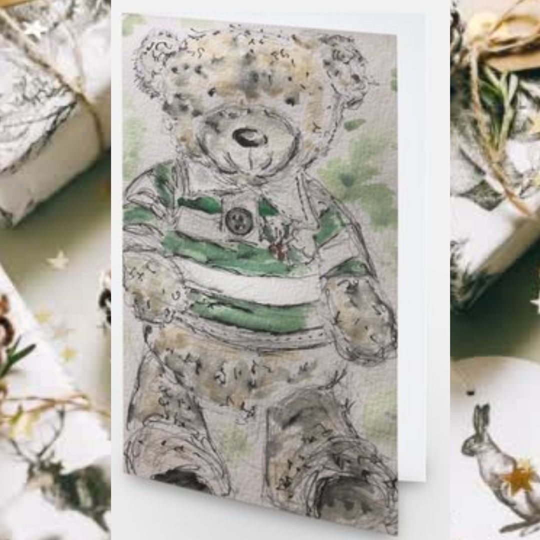 Teddy Bear Ruff - Pocket of Art Greetings Card