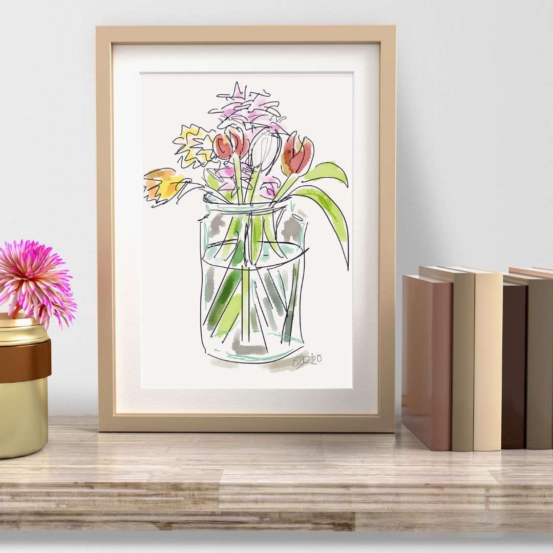 Tulips and Daffodils in a Jar - Pocket of Art Digitally created art