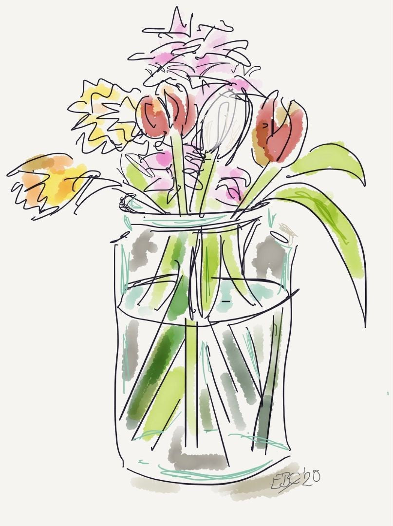 Tulips and Daffodils in a Jar - Pocket of Art Digitally created art