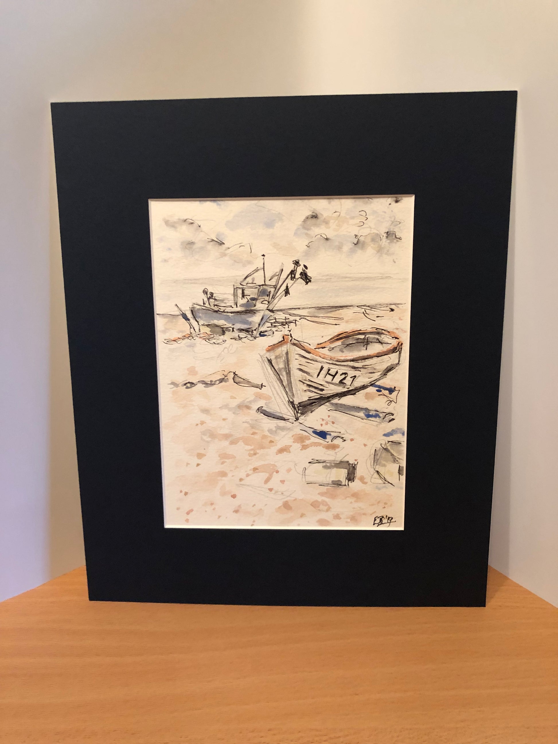 Two boats on the shore - SOLD - Pocket of Art Watercolour