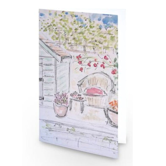 Rosy Tea Garden greetings card