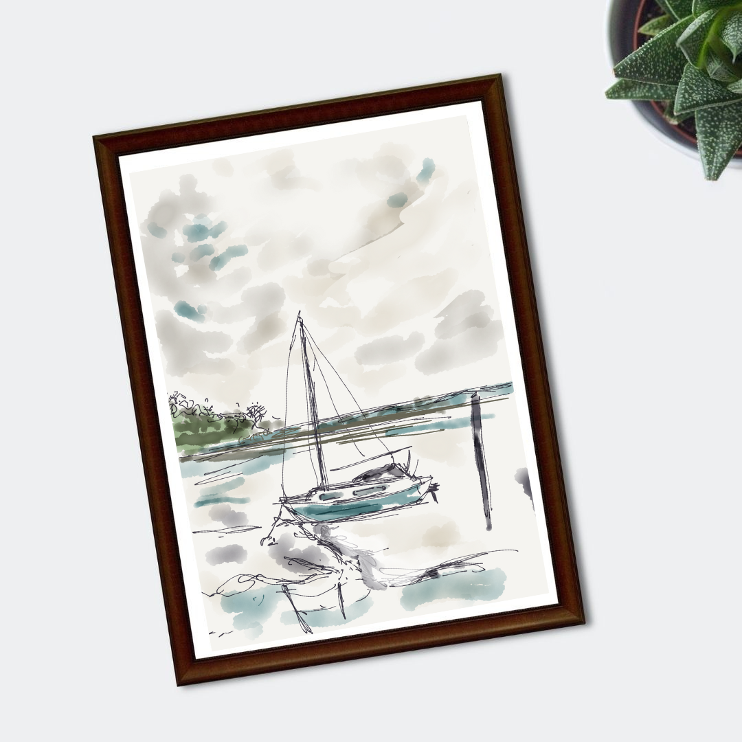 Woodbridge Sail Boat - Pocket of Art Digital Art