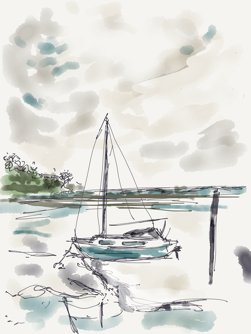 Woodbridge Sail Boat - Pocket of Art Digital Art