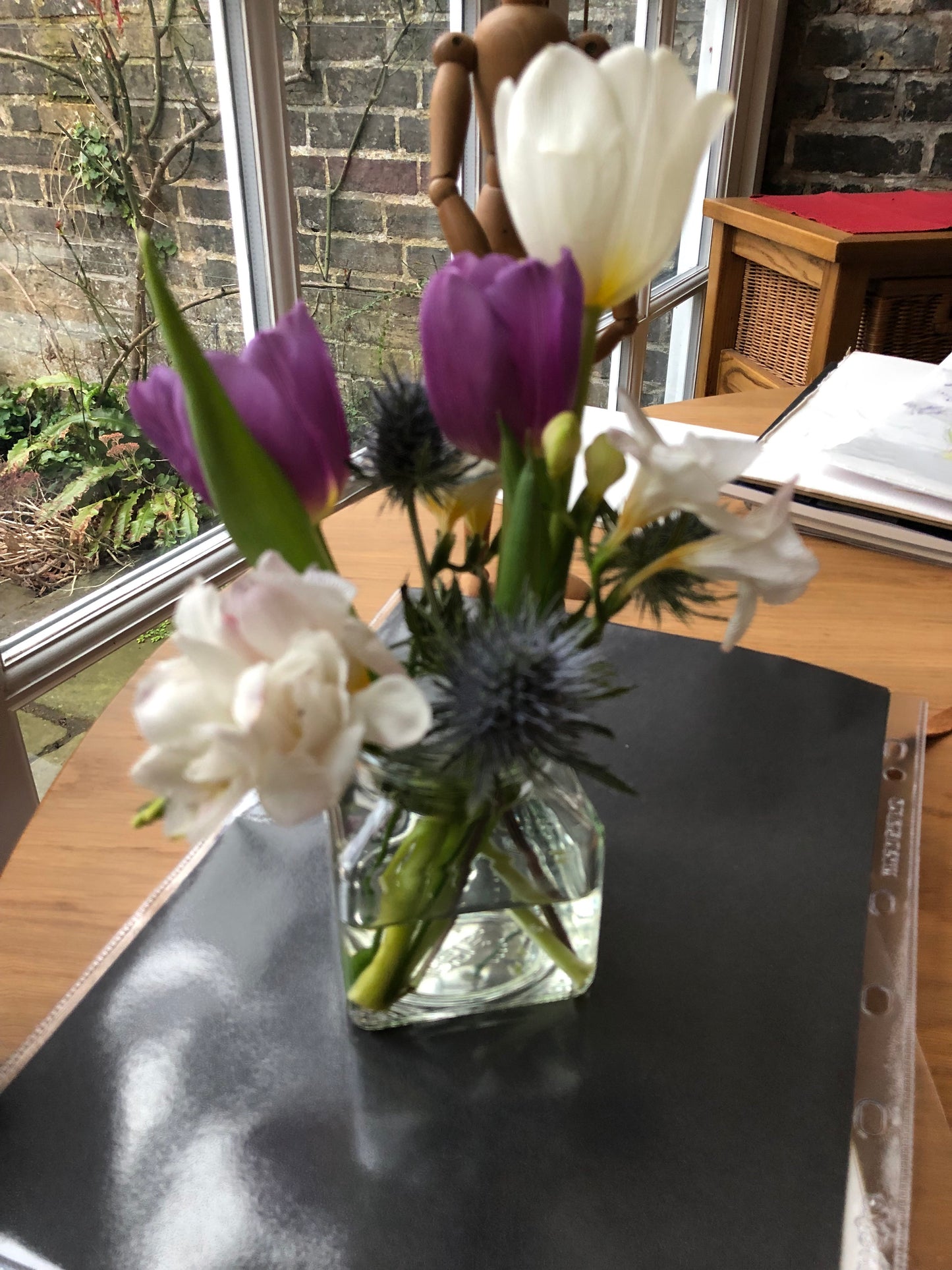 Tulips in a Square Jar