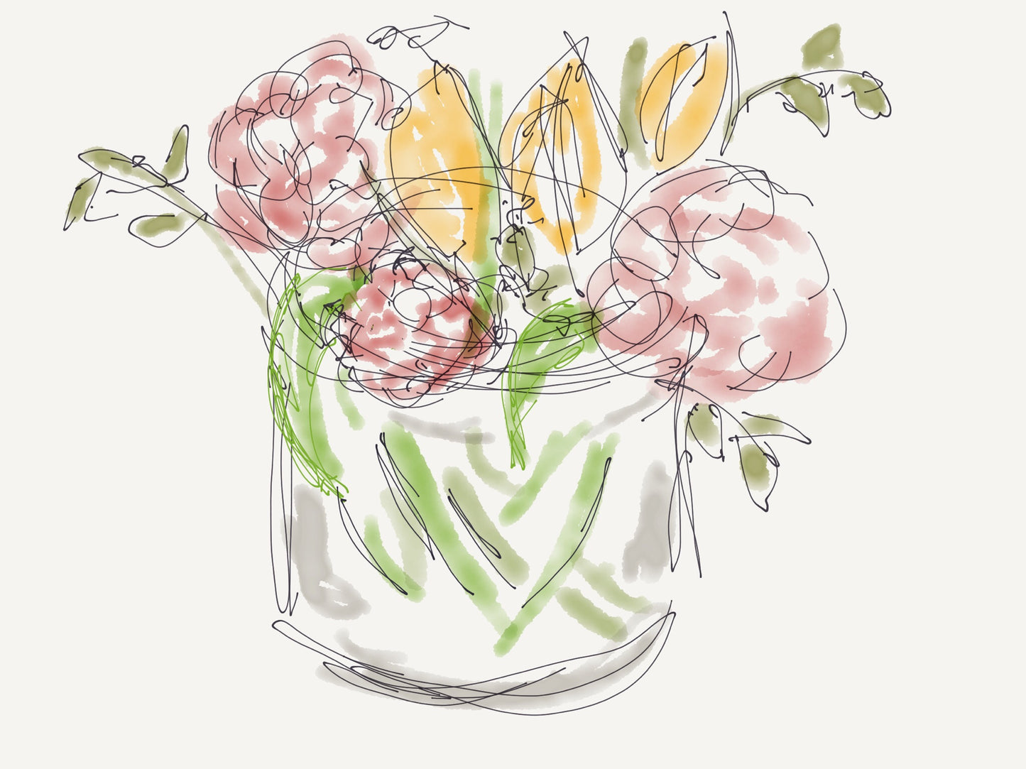 Flowers with tulips in a jar