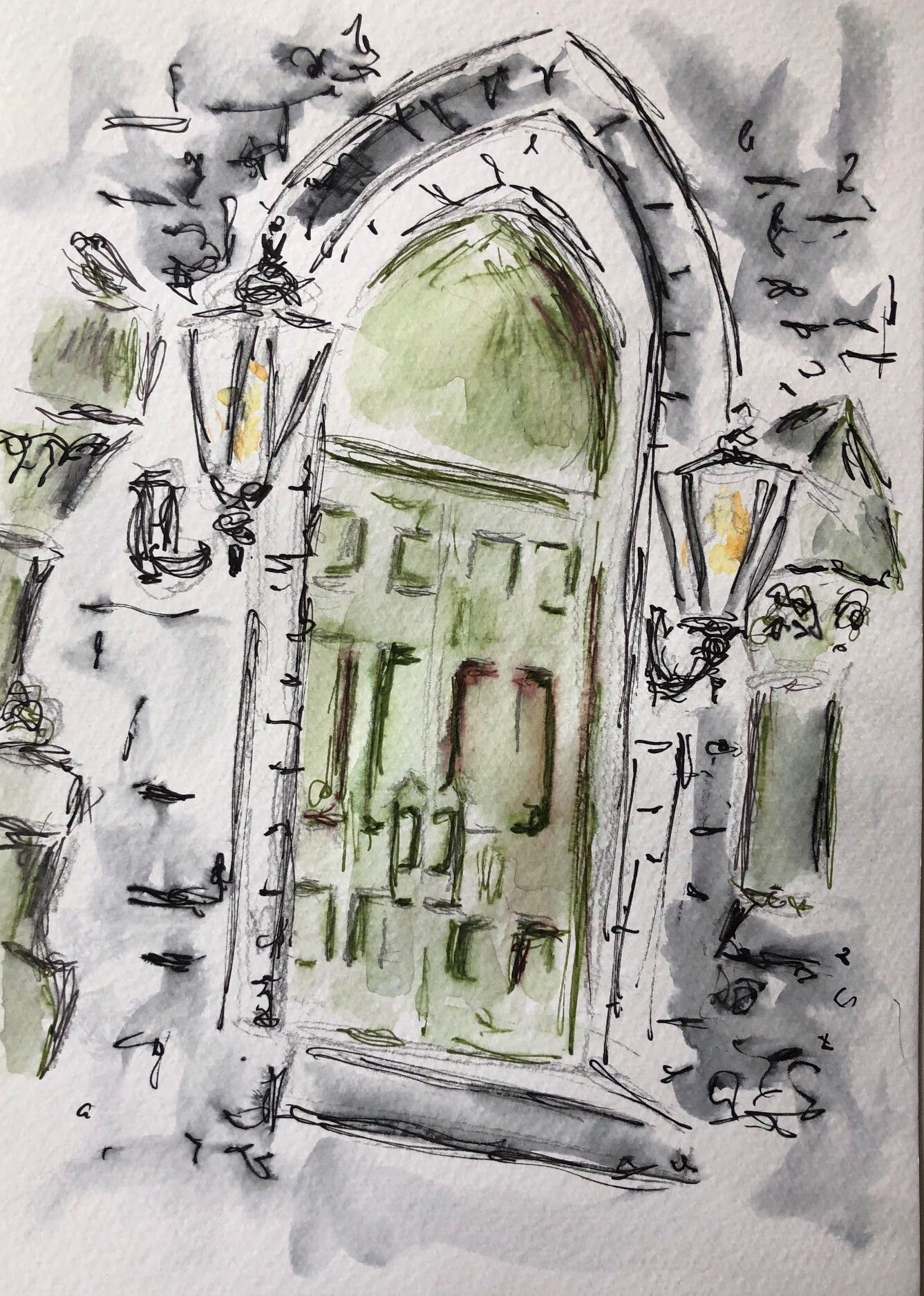 Green door of church, Chattanooga